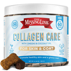 The Missing Link Collagen Care Skin & Coat Soft Chews 60ct - Daily Hair Growth Healthy Skin & Strong Nails Support for Dogs
